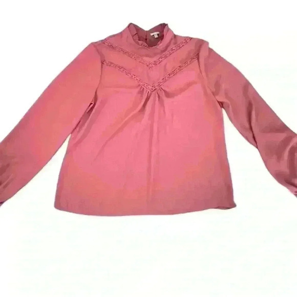 Charlotte Russe Mauve High-Neck Lace Detail Blouse - Medium - Picture 6 of 7